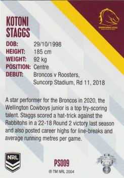 2021 NRL Traders - Pearl Specials #PS009 Kotoni Staggs Back